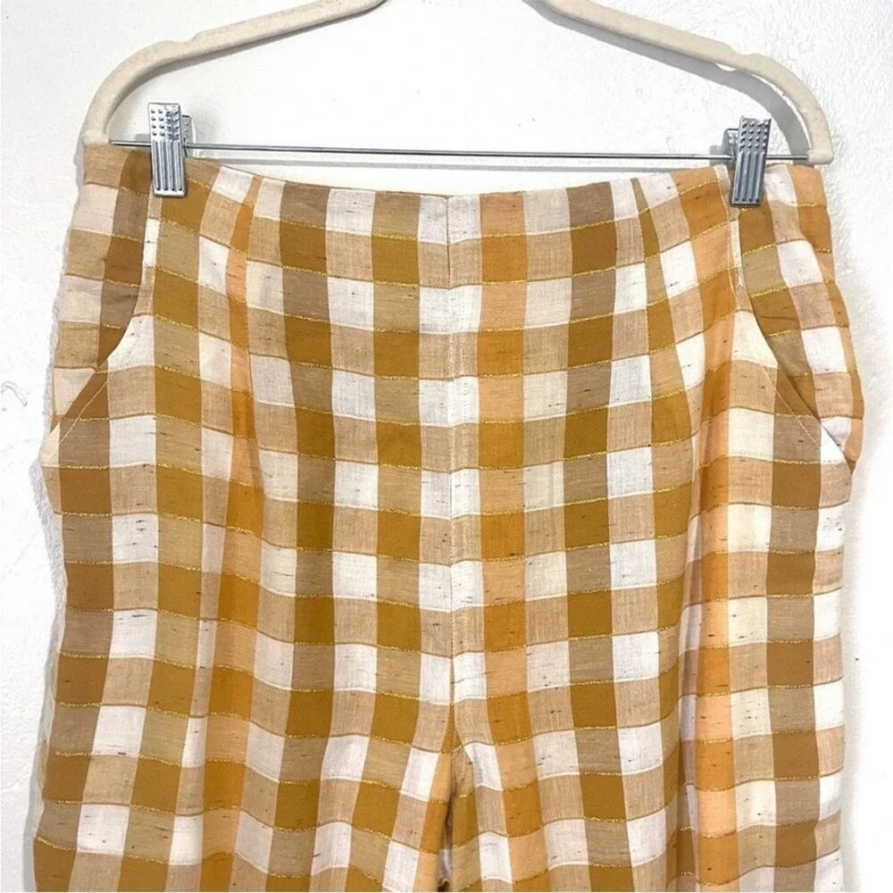 Ace & Jig Polly Plaid Cotton Wide Leg Pants in Fez Size L